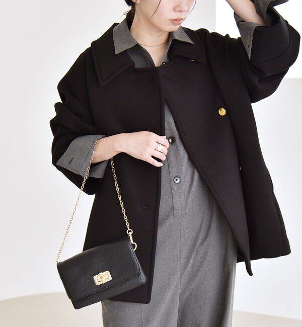 quaranciel「《一部追加予約》quaranciel:〈手洗い可能〉ダンボール ステンカラー ジャケット コート」|ステンカラーコート|