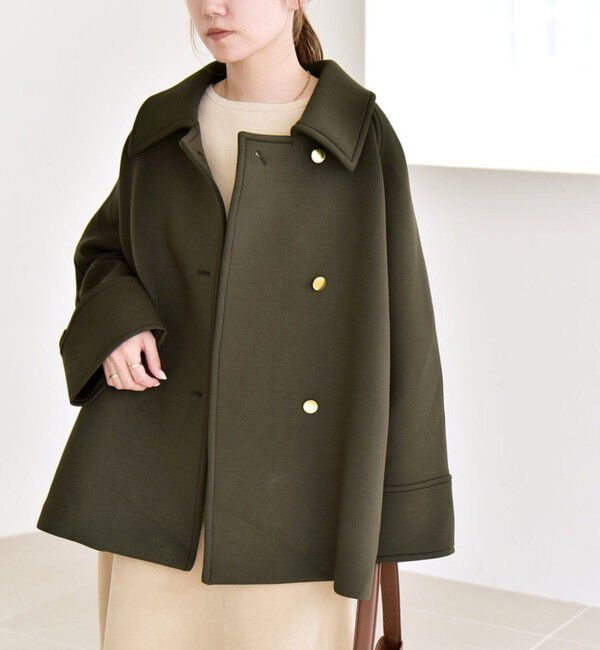 quaranciel「《一部追加予約》quaranciel:〈手洗い可能〉ダンボール ステンカラー ジャケット コート」|ステンカラーコート|カーキ