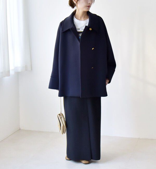 quaranciel「《一部追加予約》quaranciel:〈手洗い可能〉ダンボール ステンカラー ジャケット コート」|ステンカラーコート|