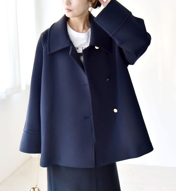 quaranciel「《一部追加予約》quaranciel:〈手洗い可能〉ダンボール ステンカラー ジャケット コート」|ステンカラーコート|