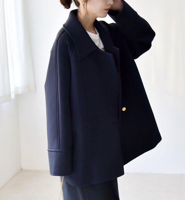quaranciel「《一部追加予約》quaranciel:〈手洗い可能〉ダンボール ステンカラー ジャケット コート」|ステンカラーコート|