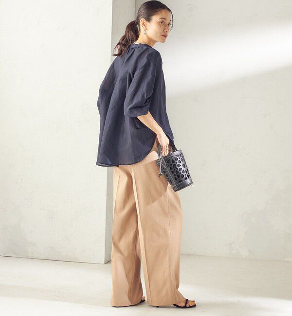SHIPS for women「〈UVカット / 吸水速乾 / 手洗い可能〉綿麻混 オックス 2タック ストレート パンツ」|その他|