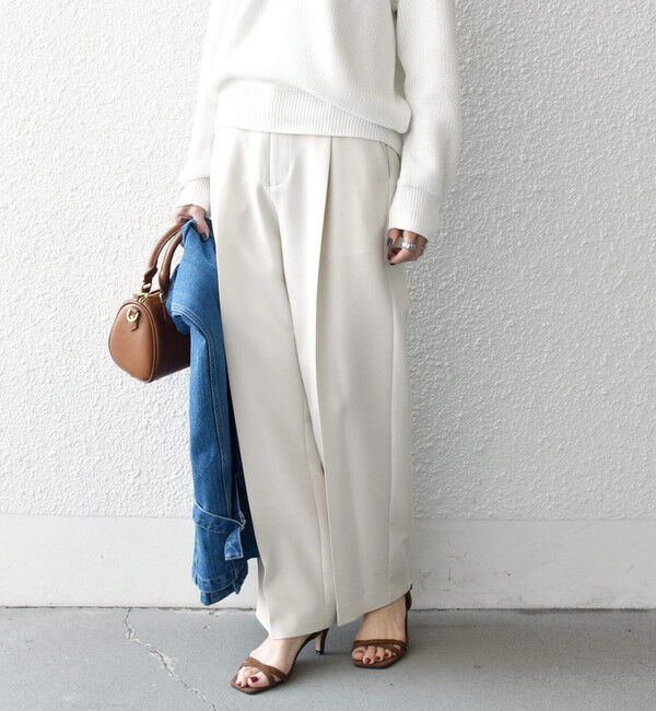SHIPS any「SHIPS any:〈洗濯機可能〉ダブルクロス タック ストレート パンツ［NAVY BLUE］」|その他|