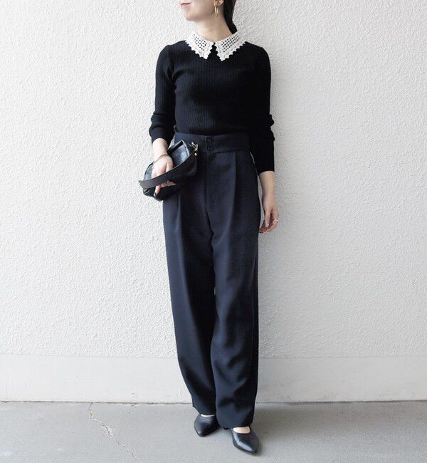 SHIPS any「SHIPS any:〈洗濯機可能〉ダブルクロス タック ストレート パンツ［NAVY BLUE］」|その他|