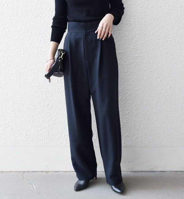 SHIPS any「SHIPS any:〈洗濯機可能〉ダブルクロス タック ストレート パンツ［NAVY BLUE］」|その他|