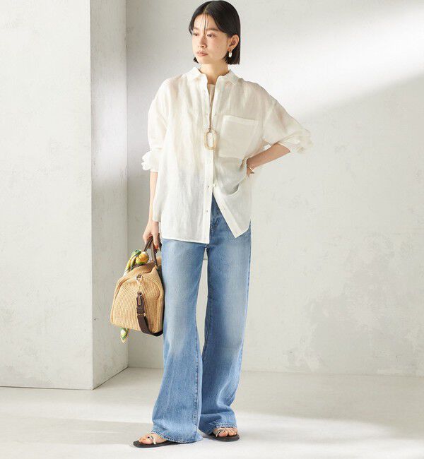 SHIPS for women「〈手洗い可能〉IMPERIAL LINEN 混 オーバー サイズ シャツ」|シャツ・ブラウス|