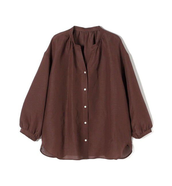 SHIPS for women「〈手洗い可能〉IMPERIAL LINEN 混 バンドカラー スキッパー シャツ」|シャツ・ブラウス|