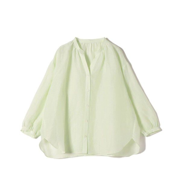 SHIPS for women「〈手洗い可能〉IMPERIAL LINEN 混 バンドカラー スキッパー シャツ」|シャツ・ブラウス|