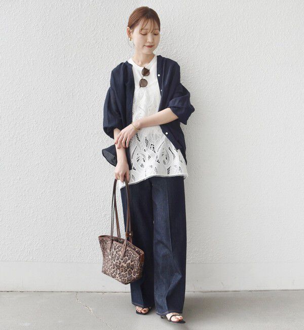 SHIPS for women「〈手洗い可能〉IMPERIAL LINEN 混 バンドカラー スキッパー シャツ」|シャツ・ブラウス|