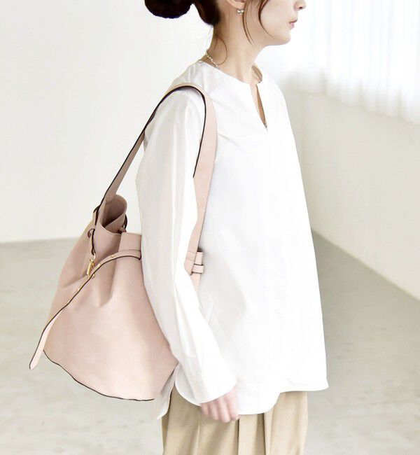 quaranciel「quaranciel:〈洗濯機可能〉タックカラー 2way キーネック シャツ ブラウス」|シャツ・ブラウス|