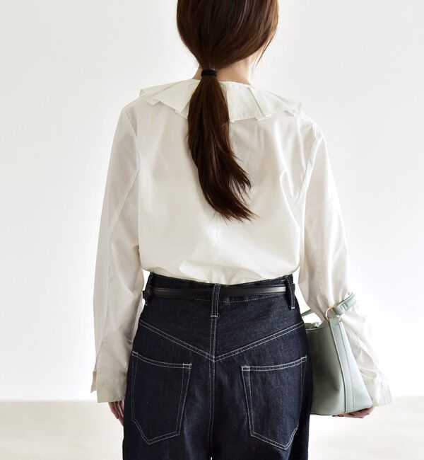 quaranciel「quaranciel:〈洗濯機可能〉タックカラー 2way キーネック シャツ ブラウス」|シャツ・ブラウス|