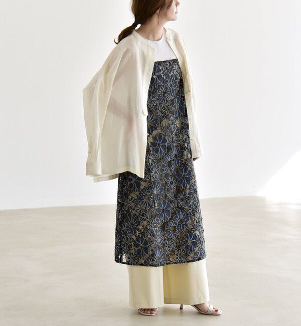quaranciel「quaranciel:〈手洗い可能〉デニム フラワー レース キャミ ワンピース」|ワンピース|