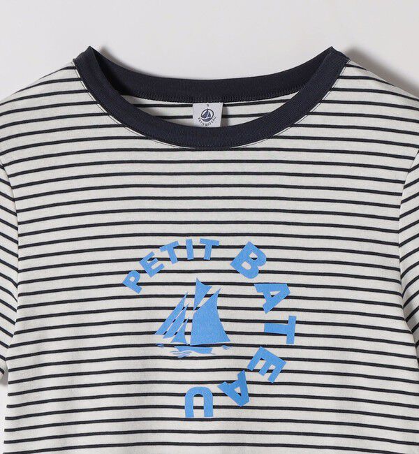 SHIPS any「【SHIPS any別注】PETIT BATEAU: ロゴ プリント コンパクト ボーダー TEE 26SS」|Tシャツ・カットソー|