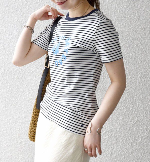 SHIPS any「【SHIPS any別注】PETIT BATEAU: ロゴ プリント コンパクト ボーダー TEE 26SS」|Tシャツ・カットソー|