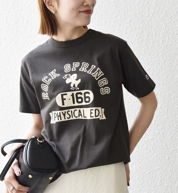 SHIPS any「Champion:〈洗濯機可能〉グラフィック ロゴ ショート スリーブ TEE」|Tシャツ・カットソー|ブラック
