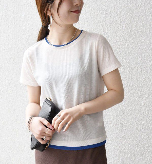 SHIPS any「SHIPS any:〈手洗い可能〉レイヤード シアー ワッフル TEE」|Tシャツ・カットソー|オフホワイト