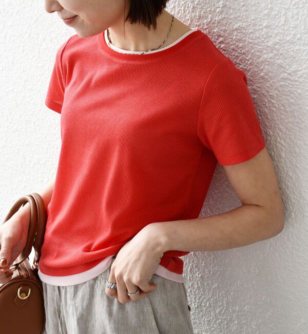 SHIPS any「SHIPS any:〈手洗い可能〉レイヤード シアー ワッフル TEE」|Tシャツ・カットソー|