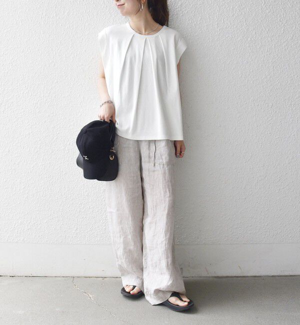 SHIPS any「SHIPS any:〈接触冷感/汗染み防止加工/洗濯機可能〉タック フレア ノースリーブ TEE」|Tシャツ・カットソー|