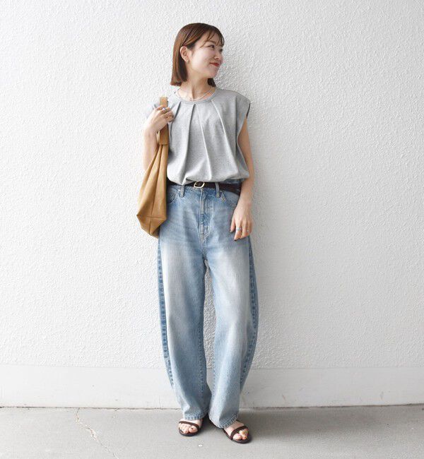 SHIPS any「SHIPS any:〈接触冷感/汗染み防止加工/洗濯機可能〉タック フレア ノースリーブ TEE」|Tシャツ・カットソー|