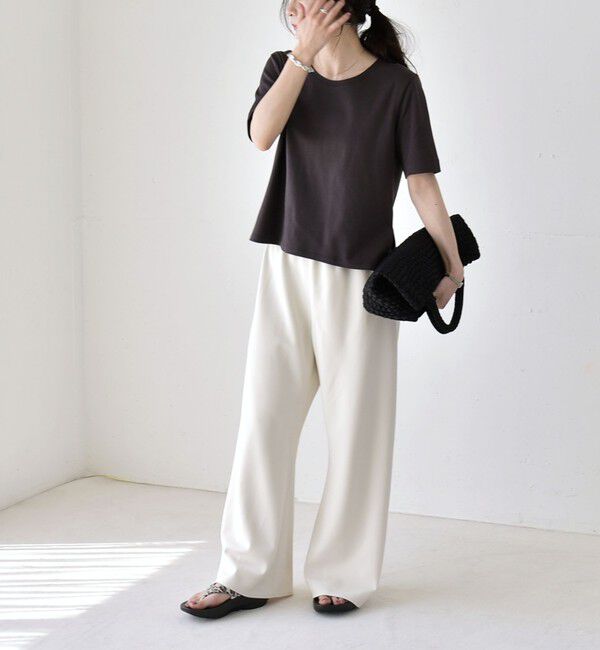quaranciel「quaranciel:〈接触冷感/汗染み防止加工/洗濯機可能〉ベーシック コンパクト TEE」|Tシャツ・カットソー|