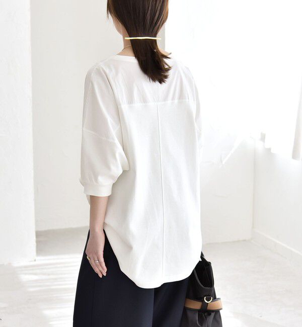 quaranciel「quaranciel:〈接触冷感/汗染み防止加工/洗濯機可能〉ドッキング Aライン カットソー」|Tシャツ・カットソー|