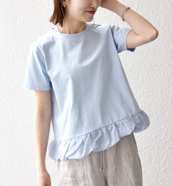 SHIPS any「SHIPS any:〈多機能/洗濯機可能〉マルチファンクション ドッキング ヘム コンパクト TEE」|Tシャツ・カットソー|