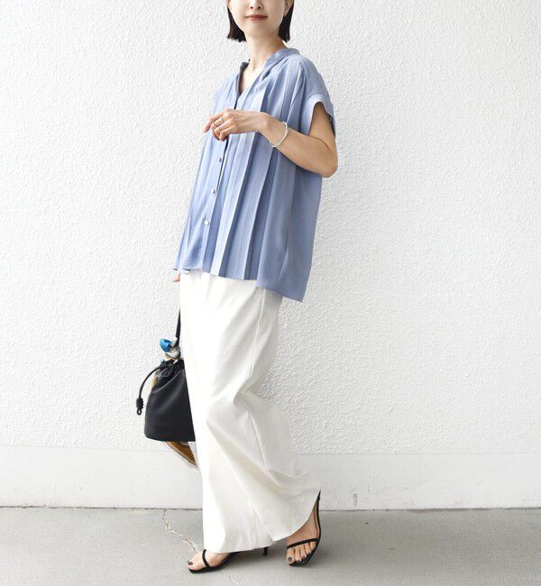 SHIPS for women「【WEB限定】〈手洗い可能〉ストレッチ ジョーゼット プリーツ スキッパー ブラウス」|シャツ・ブラウス|