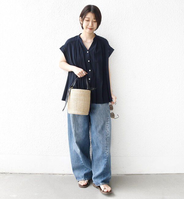 SHIPS for women「【WEB限定】〈手洗い可能〉ストレッチ ジョーゼット プリーツ スキッパー ブラウス」|シャツ・ブラウス|