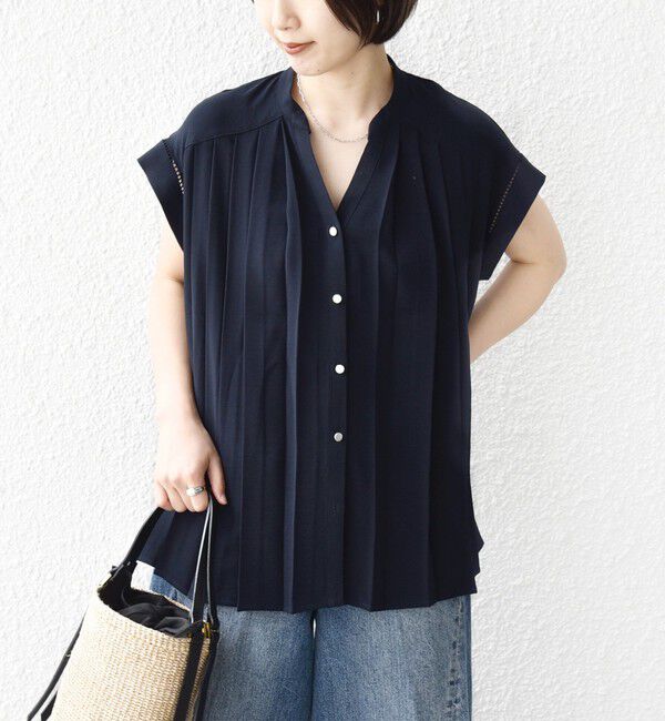 SHIPS for women「【WEB限定】〈手洗い可能〉ストレッチ ジョーゼット プリーツ スキッパー ブラウス」|シャツ・ブラウス|