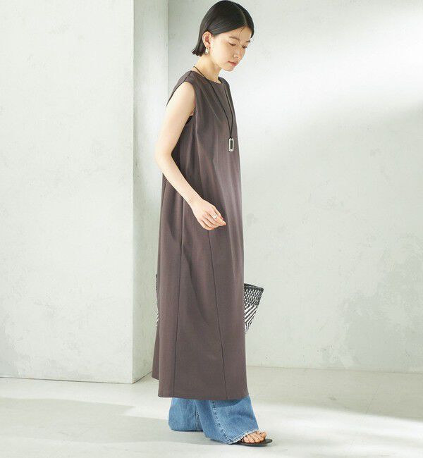 SHIPS for women「〈接触冷感/吸水速乾/洗濯機可能〉ハイゲージ ポンチ ノースリーブ ワンピース」|ワンピース|
