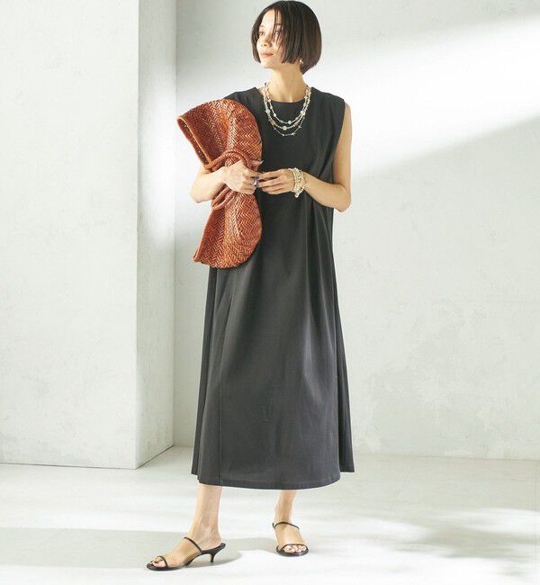 SHIPS for women「〈接触冷感/吸水速乾/洗濯機可能〉ハイゲージ ポンチ ノースリーブ ワンピース」|ワンピース|