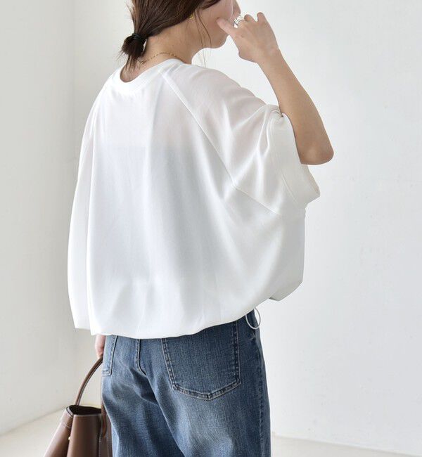 quaranciel「《一部追加予約》quaranciel:〈手洗い可能〉ジョーゼット ハーフスリーブ ドロスト ルーズ ブラウス」|シャツ・ブラウス|