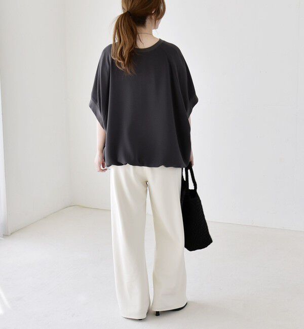 quaranciel「《一部追加予約》quaranciel:〈手洗い可能〉ジョーゼット ハーフスリーブ ドロスト ルーズ ブラウス」|シャツ・ブラウス|