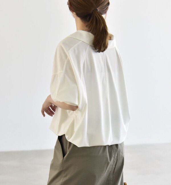 quaranciel「quaranciel:〈接触冷感/洗濯機可能〉シルク ミックス ポンチ ドロスト ポロ プルオーバー」|Tシャツ・カットソー|