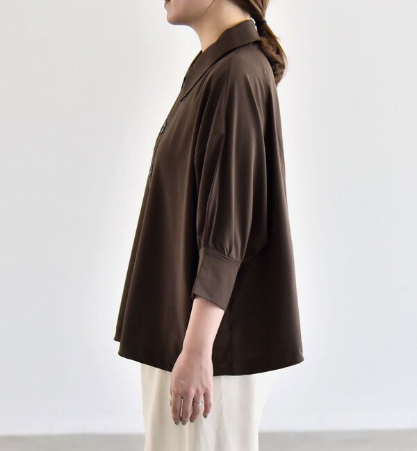 quaranciel「quaranciel:〈接触冷感/洗濯機可能〉シルク ミックス ポンチ ドロスト ポロ プルオーバー」|Tシャツ・カットソー|