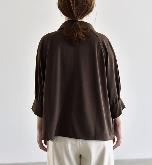 quaranciel「quaranciel:〈接触冷感/洗濯機可能〉シルク ミックス ポンチ ドロスト ポロ プルオーバー」|Tシャツ・カットソー|