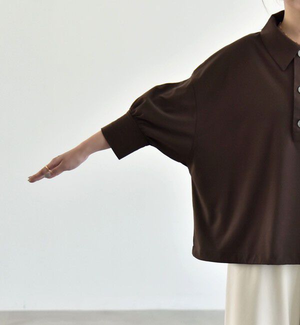 quaranciel「quaranciel:〈接触冷感/洗濯機可能〉シルク ミックス ポンチ ドロスト ポロ プルオーバー」|Tシャツ・カットソー|