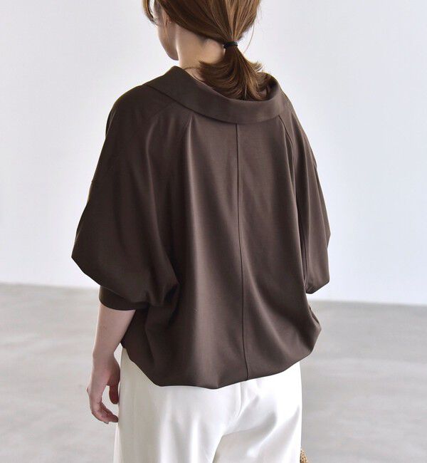 quaranciel「quaranciel:〈接触冷感/洗濯機可能〉シルク ミックス ポンチ ドロスト ポロ プルオーバー」|Tシャツ・カットソー|