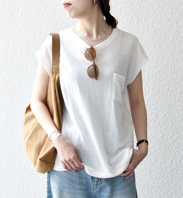 SHIPS any「SHIPS any:〈洗濯機可能〉シアー 裏毛 クルーネック フレンチ スリーブ TEE」|Tシャツ・カットソー|ホワイト
