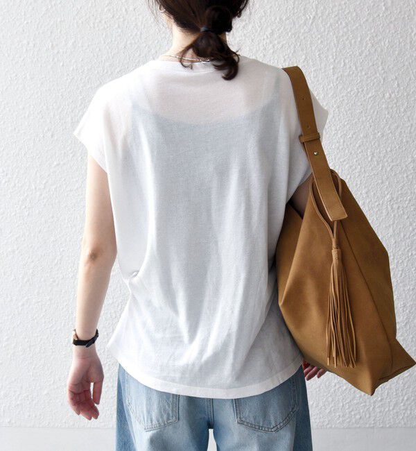 SHIPS any「SHIPS any:〈洗濯機可能〉シアー 裏毛 クルーネック フレンチ スリーブ TEE」|Tシャツ・カットソー|