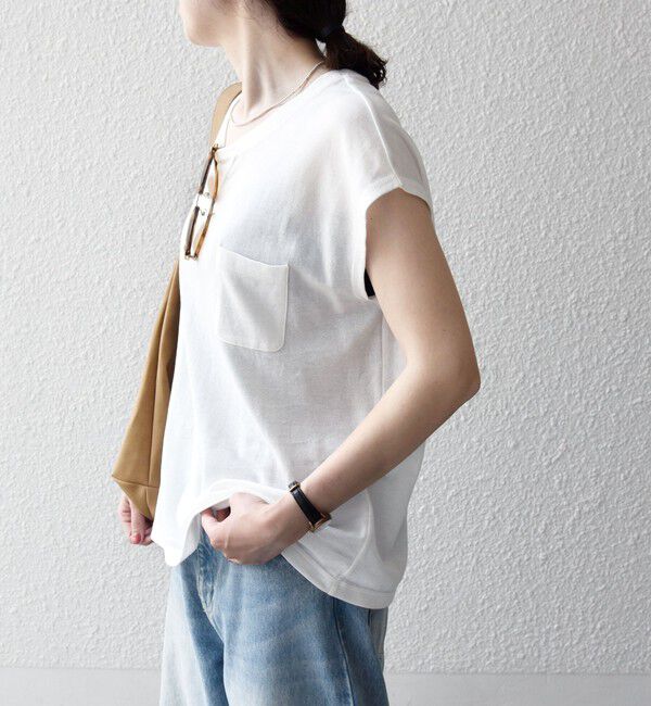 SHIPS any「SHIPS any:〈洗濯機可能〉シアー 裏毛 クルーネック フレンチ スリーブ TEE」|Tシャツ・カットソー|