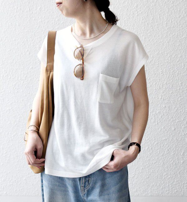 SHIPS any「SHIPS any:〈洗濯機可能〉シアー 裏毛 クルーネック フレンチ スリーブ TEE」|Tシャツ・カットソー|