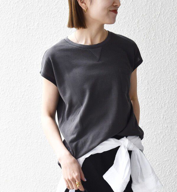SHIPS any「SHIPS any:〈洗濯機可能〉シアー 裏毛 クルーネック フレンチ スリーブ TEE」|Tシャツ・カットソー|
