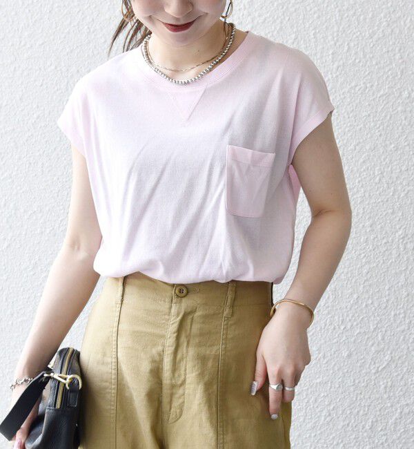 SHIPS any「SHIPS any:〈洗濯機可能〉シアー 裏毛 クルーネック フレンチ スリーブ TEE」|Tシャツ・カットソー|