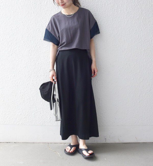 SHIPS any「SHIPS any:〈手洗い可能〉カノコ チュール コンビ ワイド TEE」|Tシャツ・カットソー|