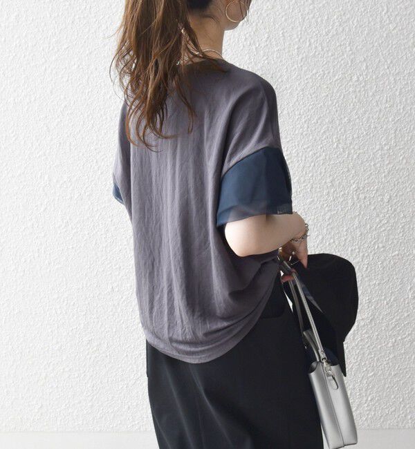 SHIPS any「SHIPS any:〈手洗い可能〉カノコ チュール コンビ ワイド TEE」|Tシャツ・カットソー|