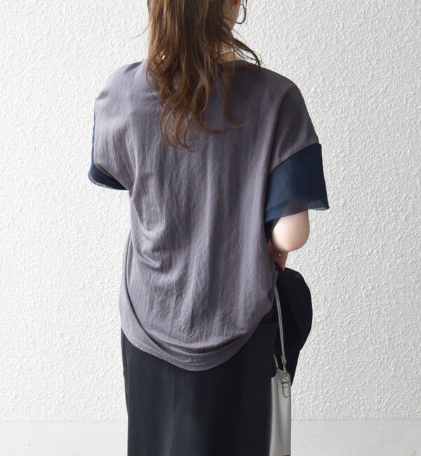 SHIPS any「SHIPS any:〈手洗い可能〉カノコ チュール コンビ ワイド TEE」|Tシャツ・カットソー|