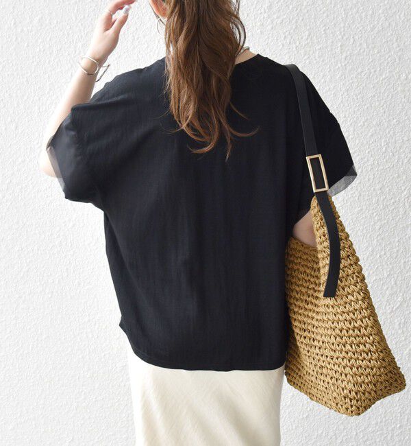 SHIPS any「SHIPS any:〈手洗い可能〉カノコ チュール コンビ ワイド TEE」|Tシャツ・カットソー|