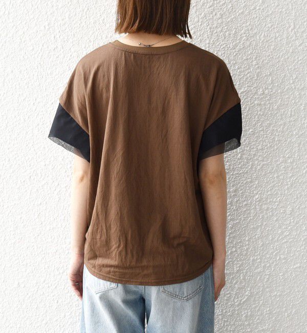 SHIPS any「SHIPS any:〈手洗い可能〉カノコ チュール コンビ ワイド TEE」|Tシャツ・カットソー|
