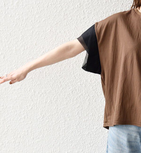 SHIPS any「SHIPS any:〈手洗い可能〉カノコ チュール コンビ ワイド TEE」|Tシャツ・カットソー|